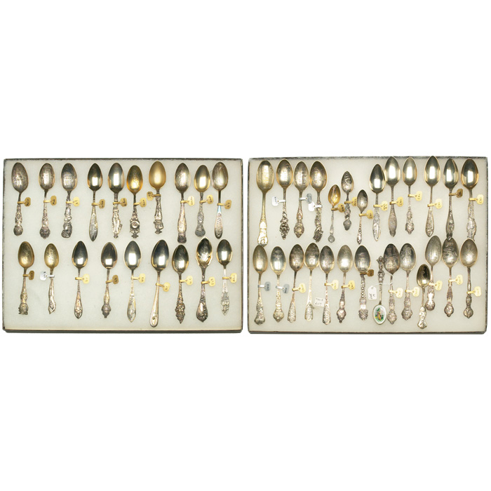 Appraisal: Sterling Souvenir spoons lot of forty-six various states ca most