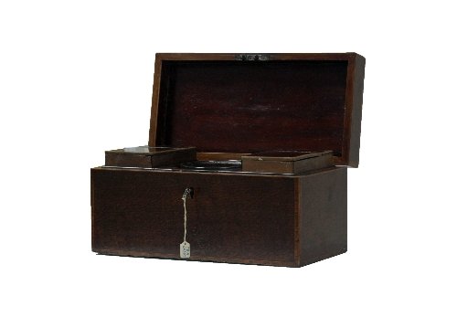 Appraisal: A George III mahogany tea caddy fitted with internal boxes