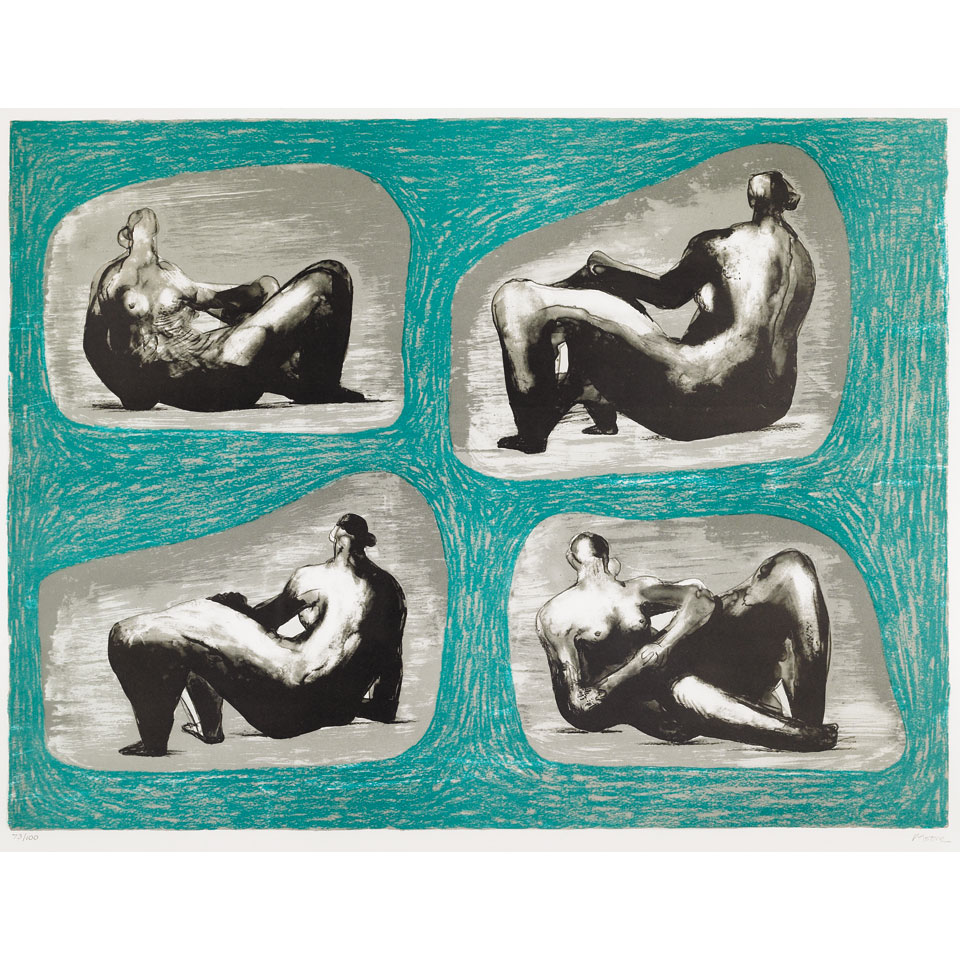 Appraisal: Henry Moore - British RECLINING FIGURES CAVES Colour lithograph signed