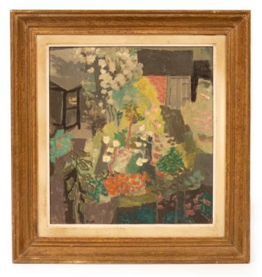 Appraisal: French School mid th Century Cottage Garden signed Bigon oil