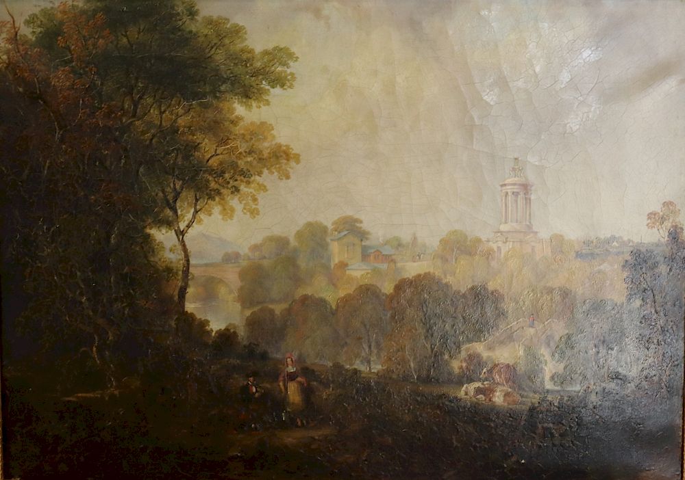 Appraisal: UNSIGNED Old Master Oil On Canvas Figures In a landscape