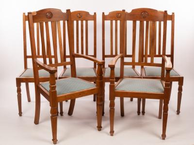 Appraisal: A set of six Arts Crafts walnut dining chairs each