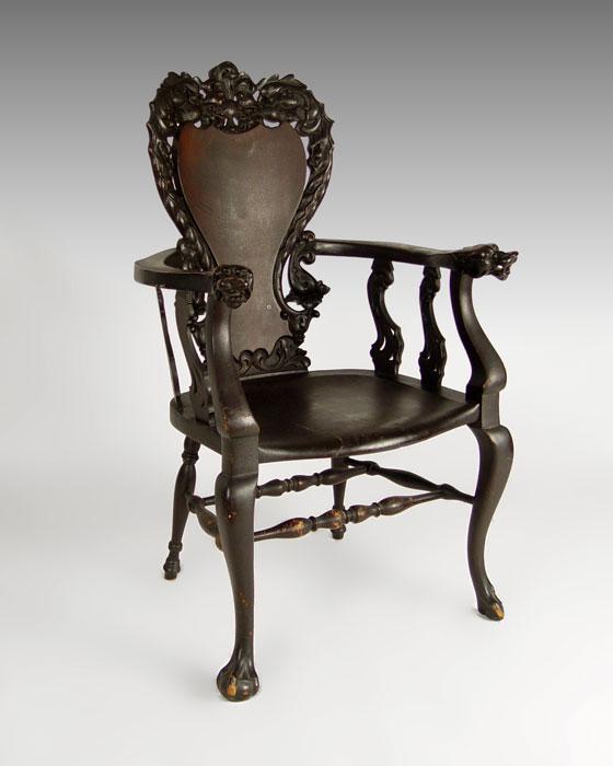 Appraisal: VICTORIAN ORNATELY CARVED DRAGON CHAIR attrib STICKLEY BRANDT Victorian carved