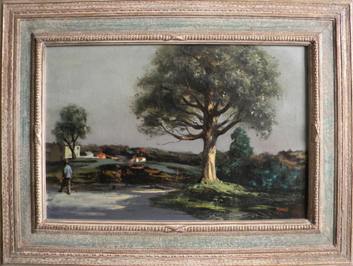 Appraisal: Oil on canvas landscape with an elm tree in the