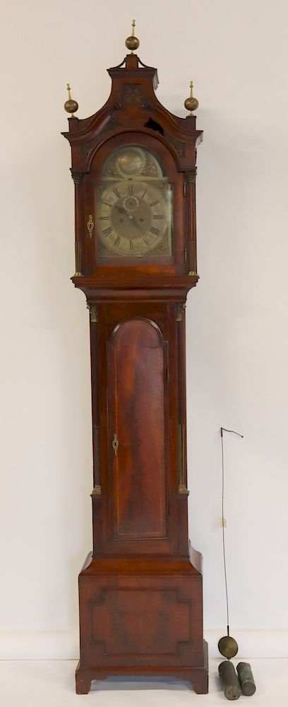 Appraisal: David Lestourgen Signed Mahogany Tallcase Clock This rare important and