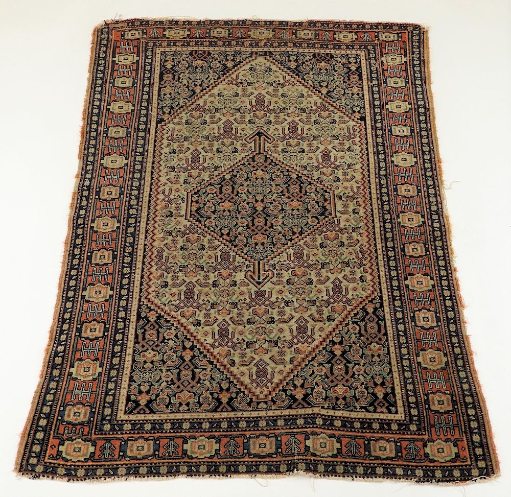 Appraisal: C Middle Eastern Persian Senneh Carpet Rug Persia Circa Ivory