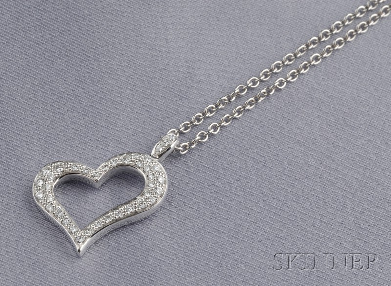 Appraisal: kt White Gold and Diamond Heart Pendant Piaget the shaped