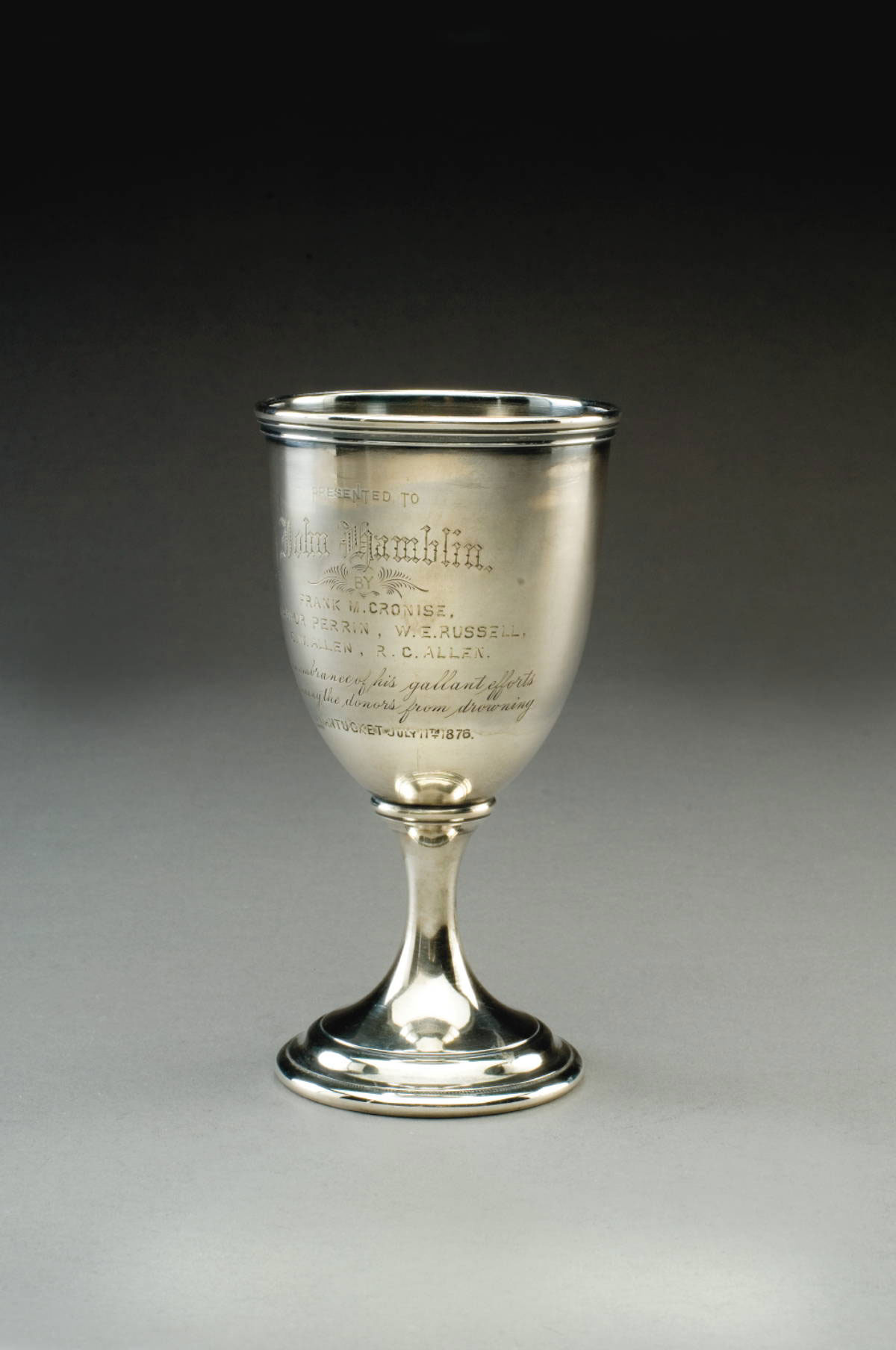 Appraisal: AMERICAN SILVER PRESENTATION GOBLET GORHAM MFG CO LATE NINETEENTH CENTURY