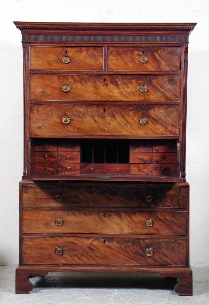 Appraisal: A GEORGE III MAHOGANY CHEST ON CHEST late th century