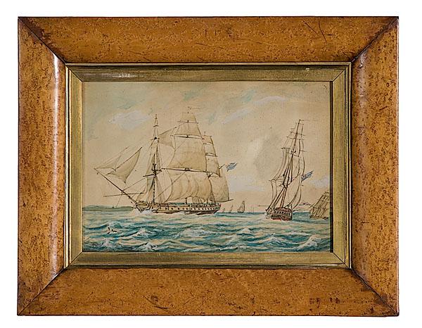 Appraisal: BRITISH WATERCOLOR OF SHIPS AT SEA English th century watercolor