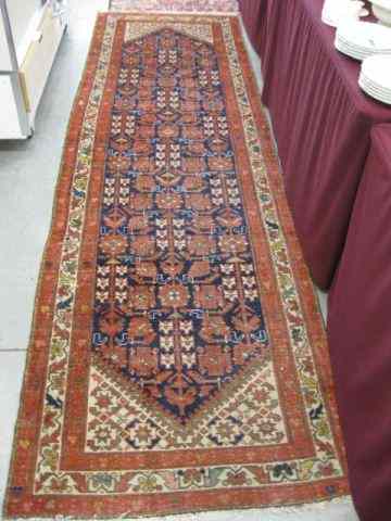 Appraisal: Heriz Persian Handmade Runner fine geometrics on red field '