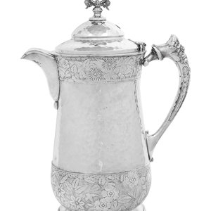 Appraisal: A Hammered Silver-Plate Pitcher Meriden Britannia Company Meridan CT th