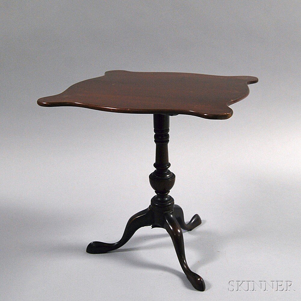 Appraisal: Miniature Queen Anne-style Mahogany Tilt-top Tea Table th th century