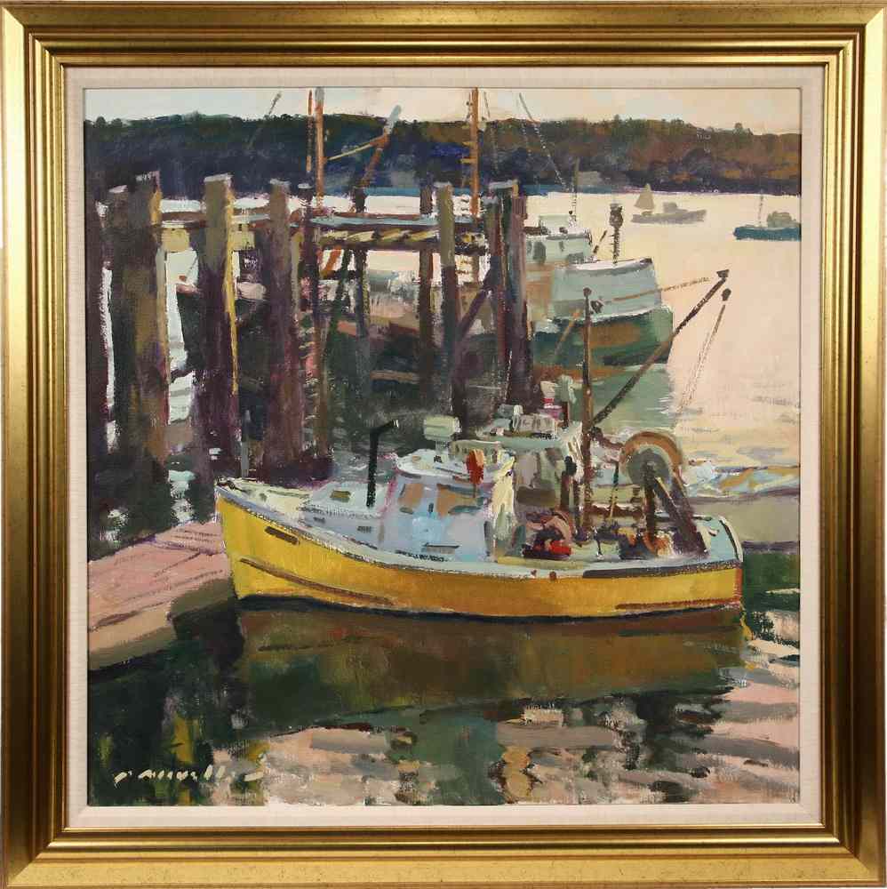 Appraisal: OOC - 'The Yellow Lobster Boat' by Charles Movalli MA