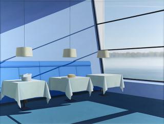 Appraisal: Painting by Tom McKinley Tom McKinley American b Empty Restaurant