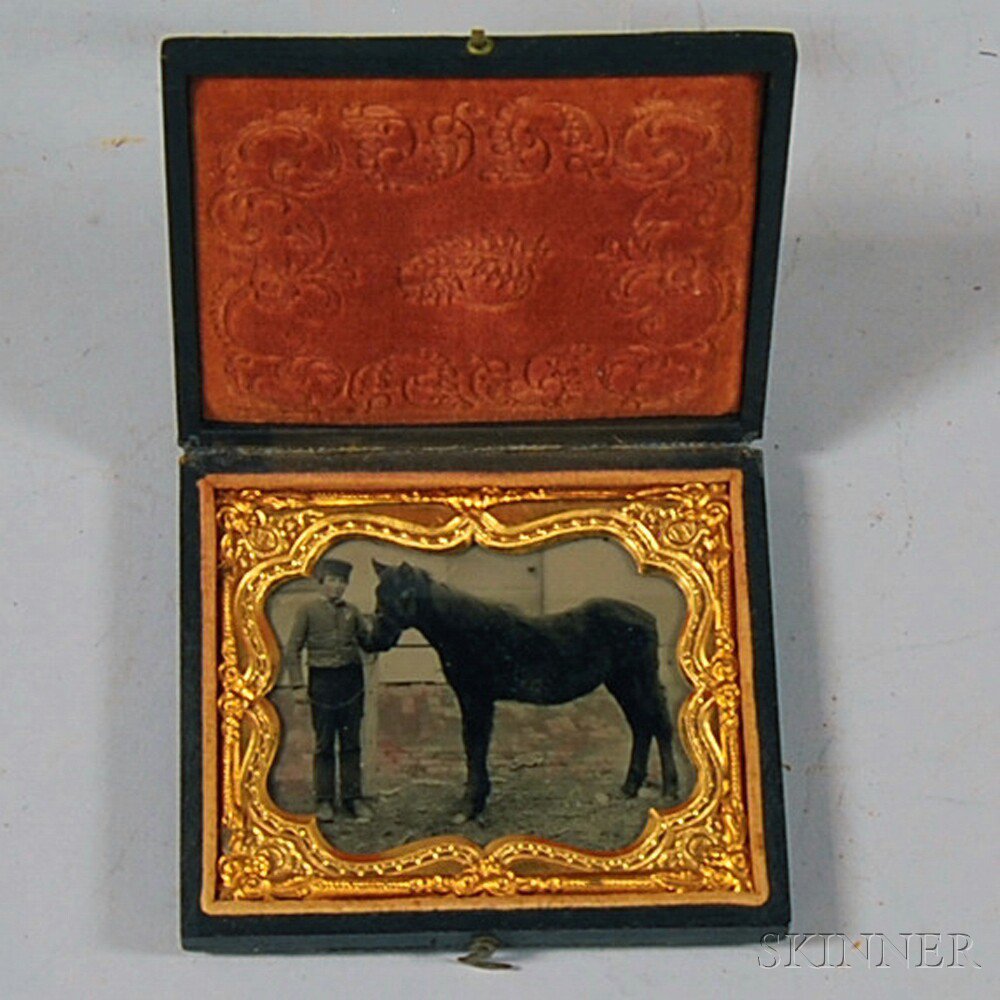 Appraisal: Sixth-plate Ambrotype of a Stable Boy with a Pony in