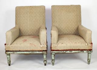 Appraisal: Pair of French armchairs covered in muslin Pair of French