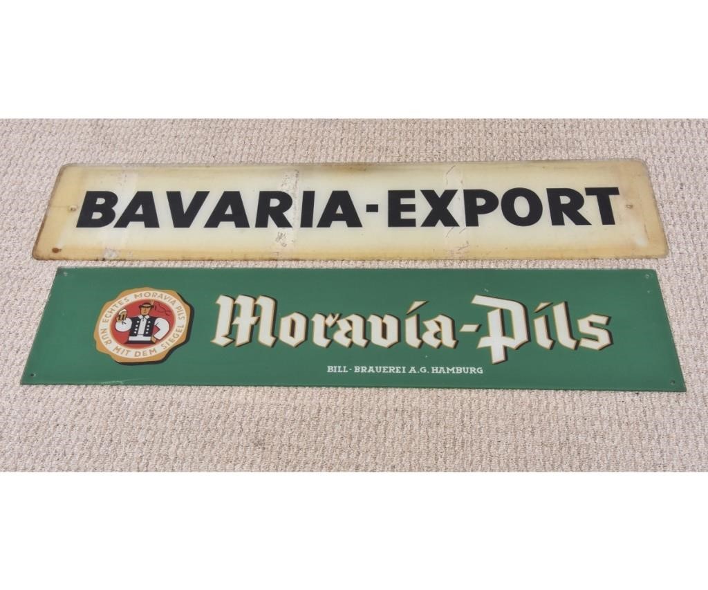 Appraisal: Two vintage glass beer signs Moravia-Pils and Bavaria-Export Longest h