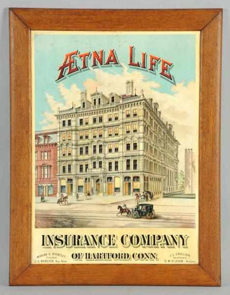 Appraisal: Early Tin Aetna Life Insurance Sign Circa s to s