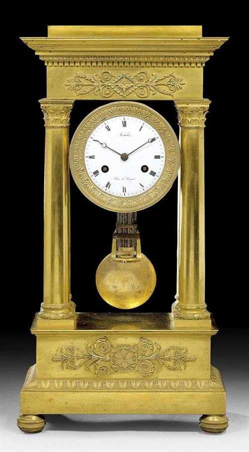 Appraisal: LARGE PORTAL CLOCK the dial signed MICHELEZ ELEVE DE BREGUET