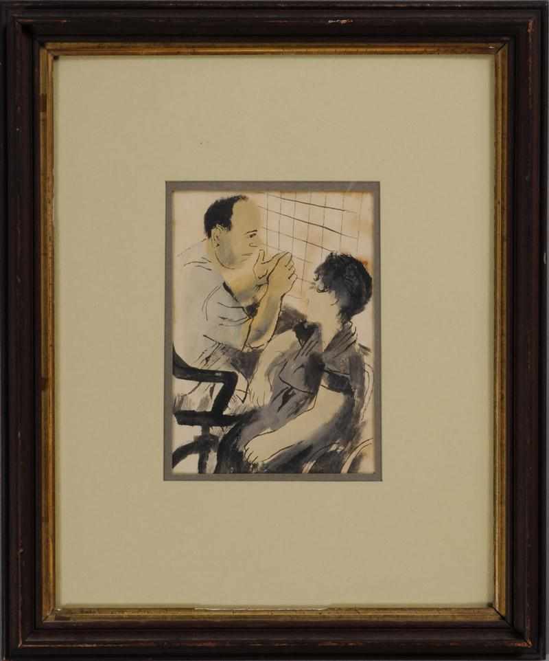 Appraisal: ATTRIBUTED BEN SHAHN PRENATAL CLINIC Ink and watercolor on paper