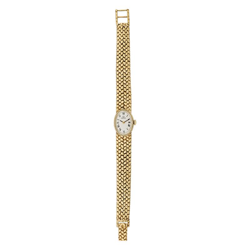 Appraisal: OMEGA LADIES K GOLD MECHANICAL BRACELET WATCH Supple textured strap