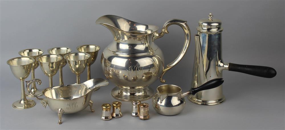 Appraisal: TEN AMERICAN SILVER TABLEWARES AND FOUR CARTIER SALTS including a