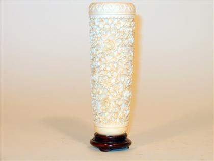 Appraisal: Chinese elephant ivory vase canton late th century Of tapering