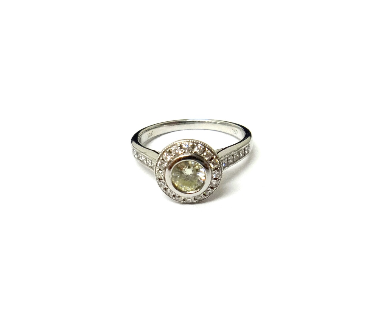 Appraisal: An ct white gold and diamond cluster ring mounted with