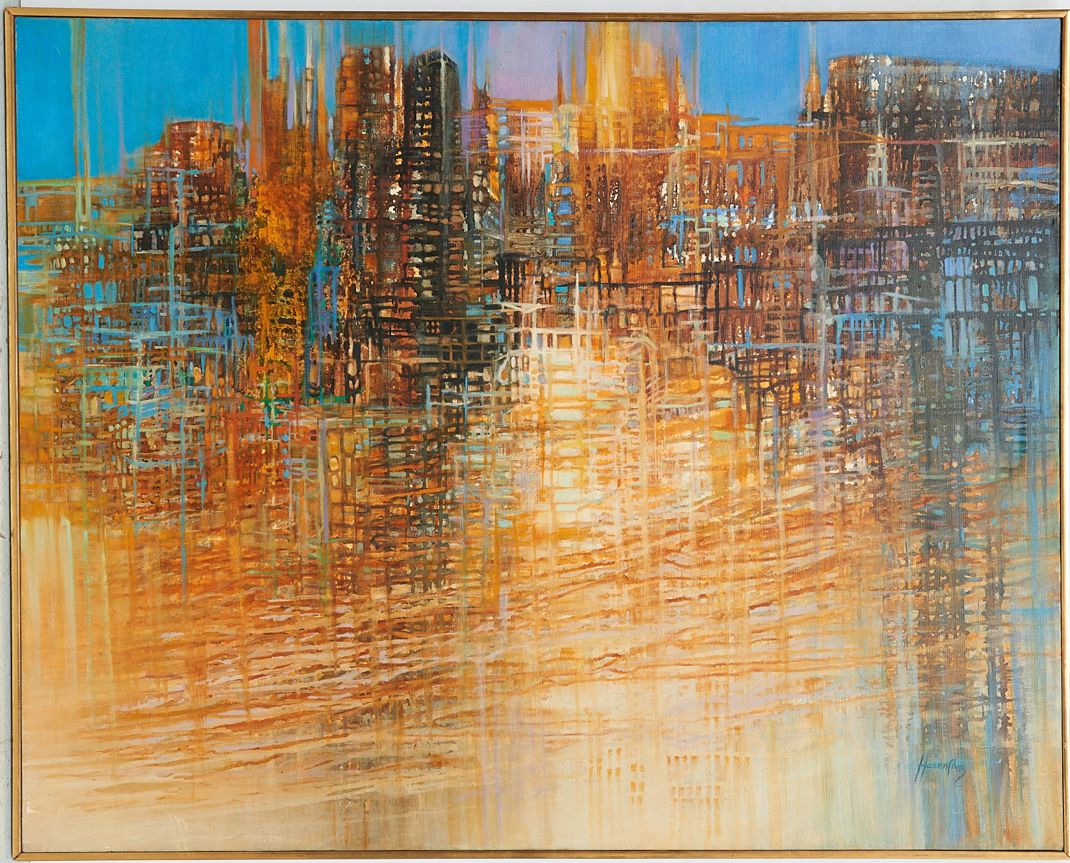 Appraisal: FLORENCE HASENFLUG LARGE SCALE CITYSCAPE PAINTING Florence Hasenflug American -