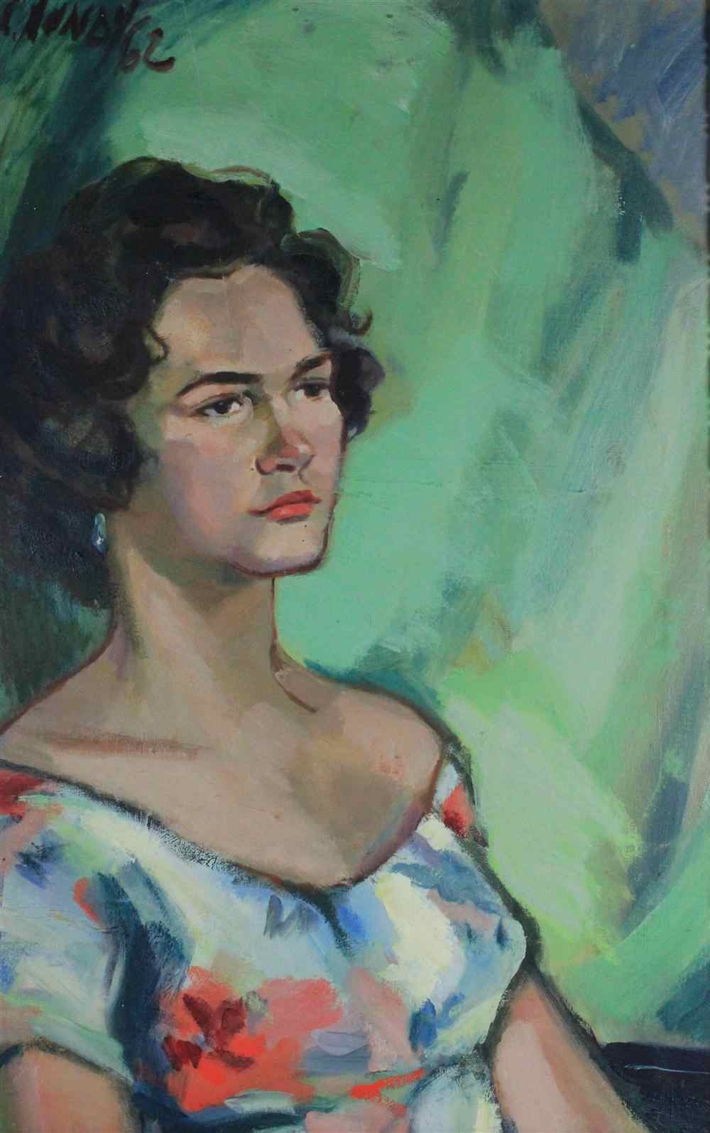 Appraisal: C LUNDY PORTRAIT OF A WOMAN Oil on Canvas x