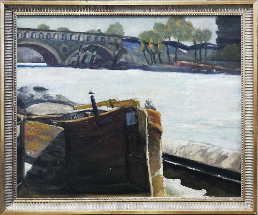 Appraisal: PIERRE VILLAIN OIL ON BOARDOil on canvas depicting a boat