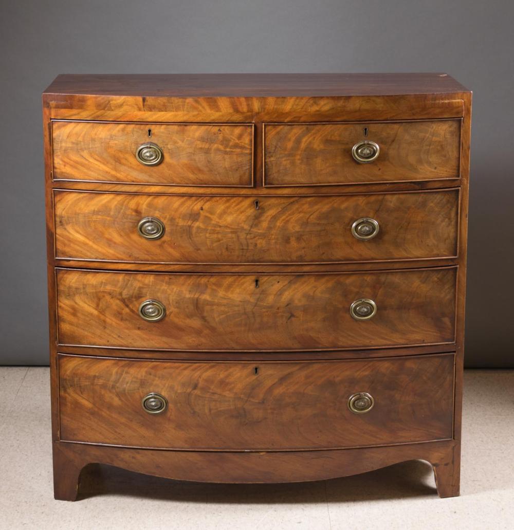 Appraisal: GEORGE III MAHOGANY BOW-FRONT CHEST English early th century having