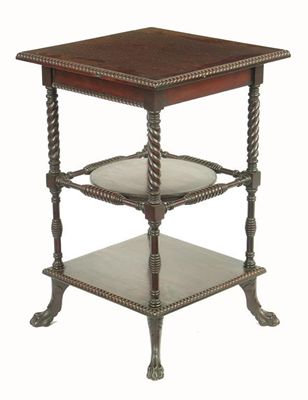 Appraisal: An Anglo-Indian hardwood three tier etagere the square top with