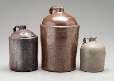 Appraisal: Three Howell s Mill area jugs one with salt glaze