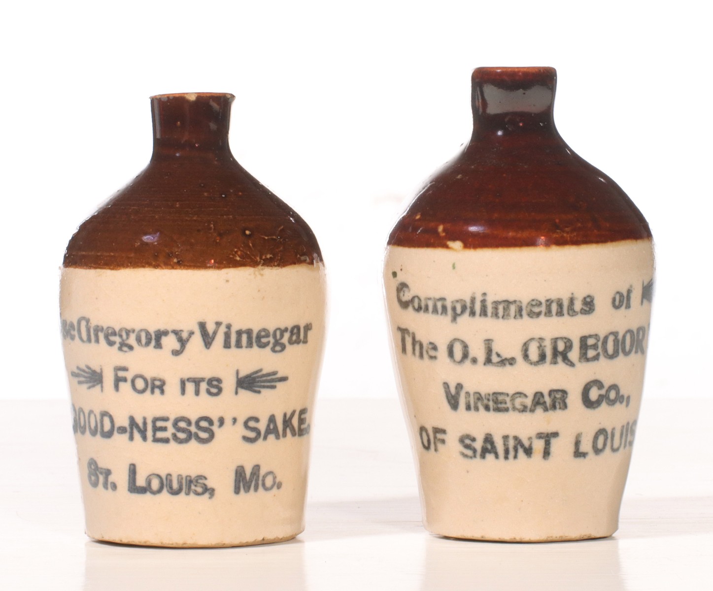 Appraisal: ST LOUIS MISSOURI VINEGAR STONEWARE MINI JUGSO L Gregory Vinegar