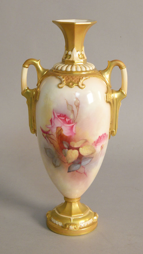 Appraisal: Royal Worcester vase with painted floral decoration signed J Soulhall