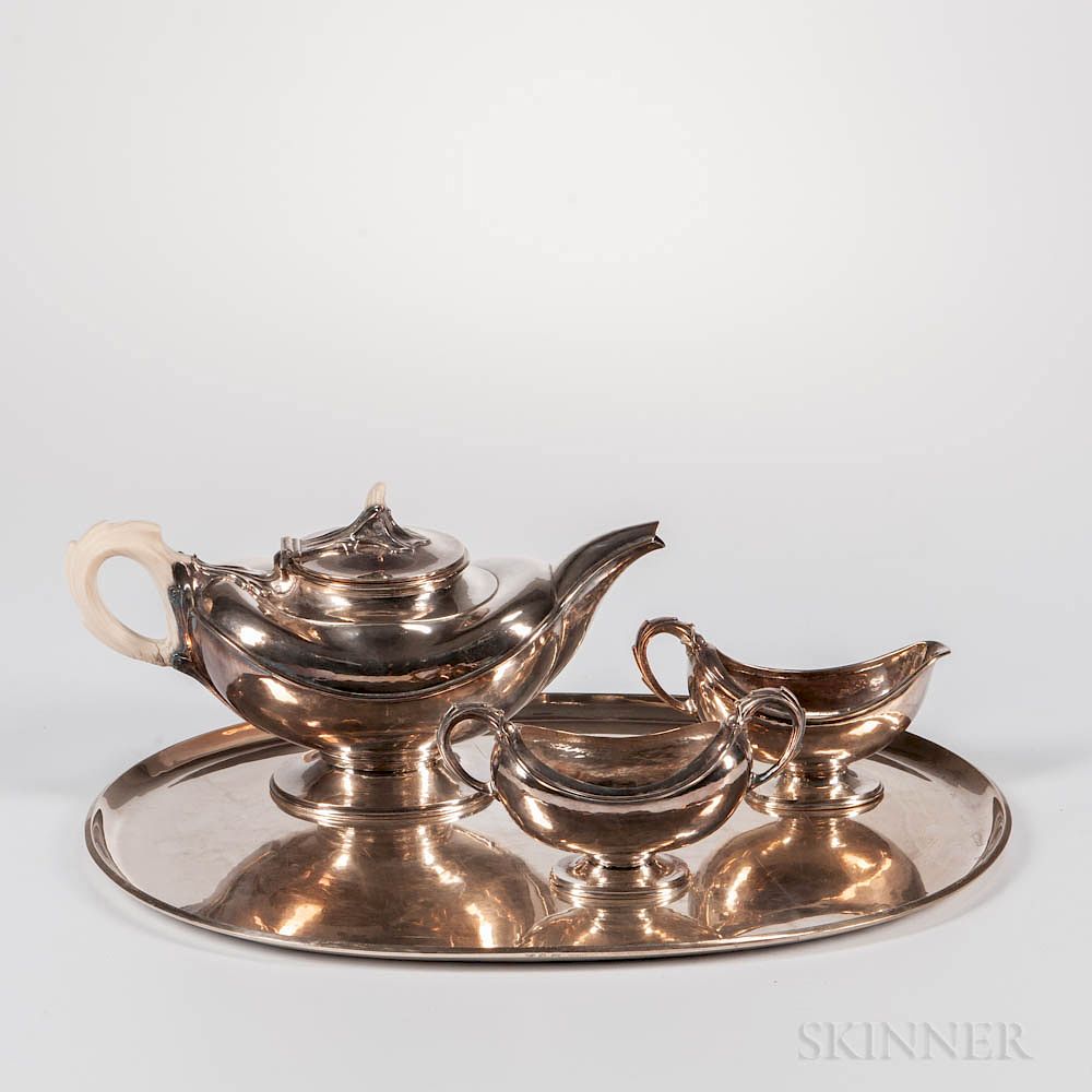 Appraisal: Three-piece George V Edward VIII Sterling Silver Tea Service Three-piece