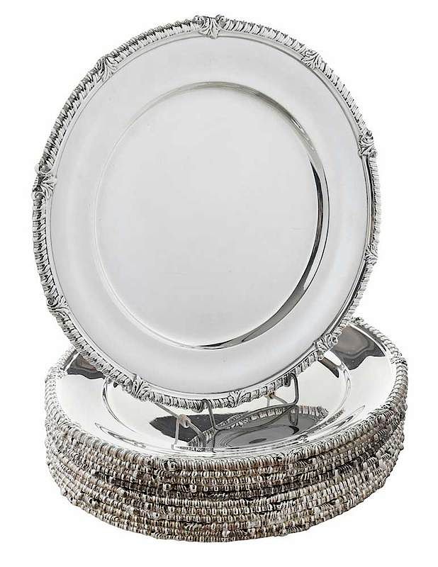 Appraisal: Set of Twelve Tiffany Sterling Plates American - gadroon and