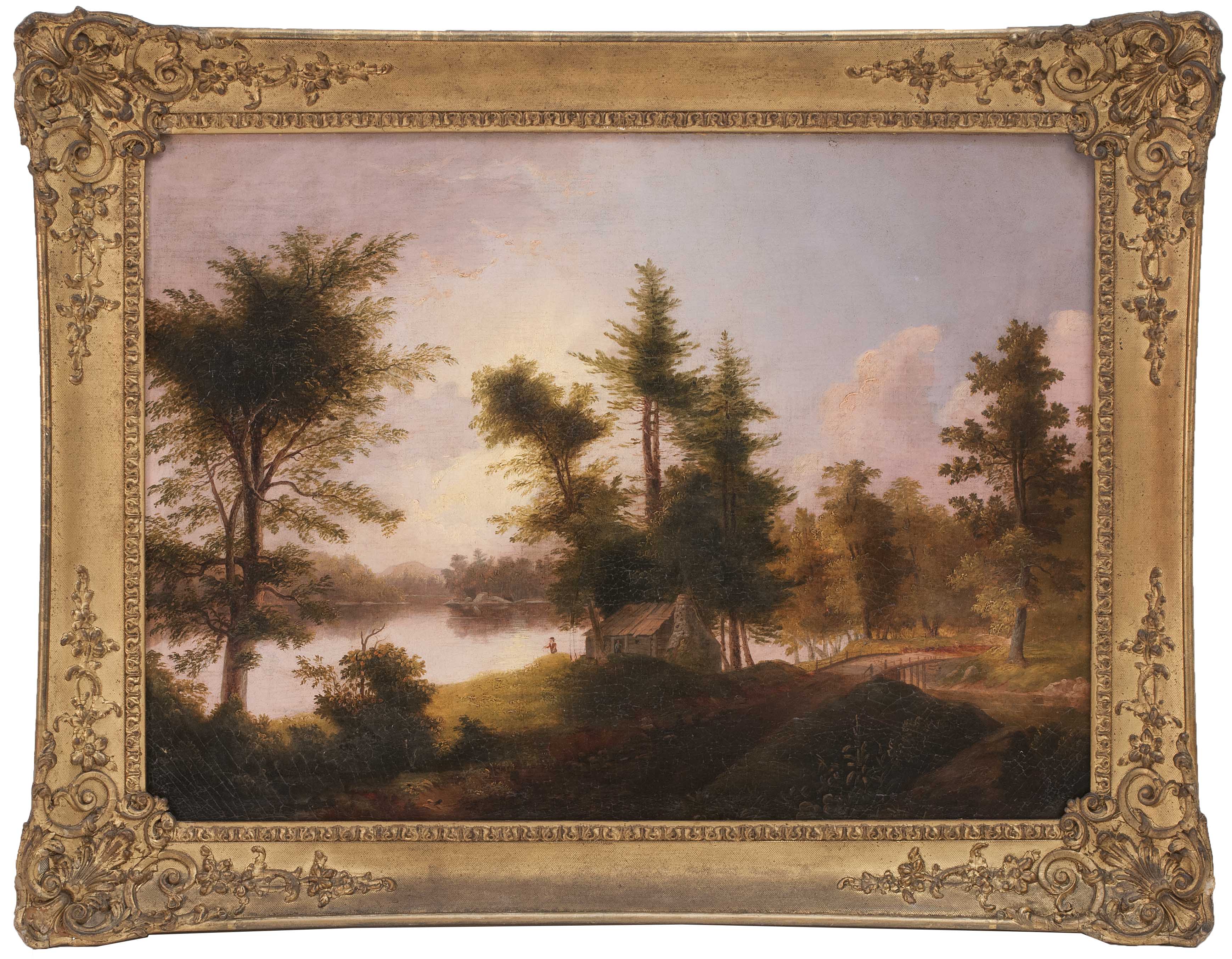 Appraisal: ATTRIBUTED TO GEORGE NELSON CASSMassachusetts - Lake scene with two