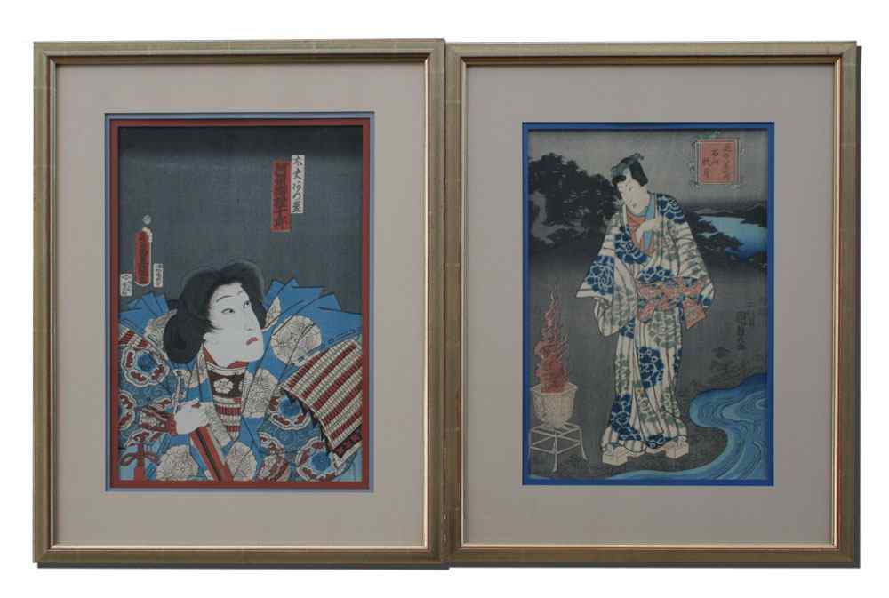 Appraisal: JAPANESE WOOD BLOCK PRINTS KUNISADA I TOYOKUNI III Sight size