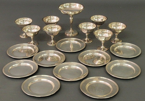 Appraisal: Group of sterling silver items- weighted compote h plates dia