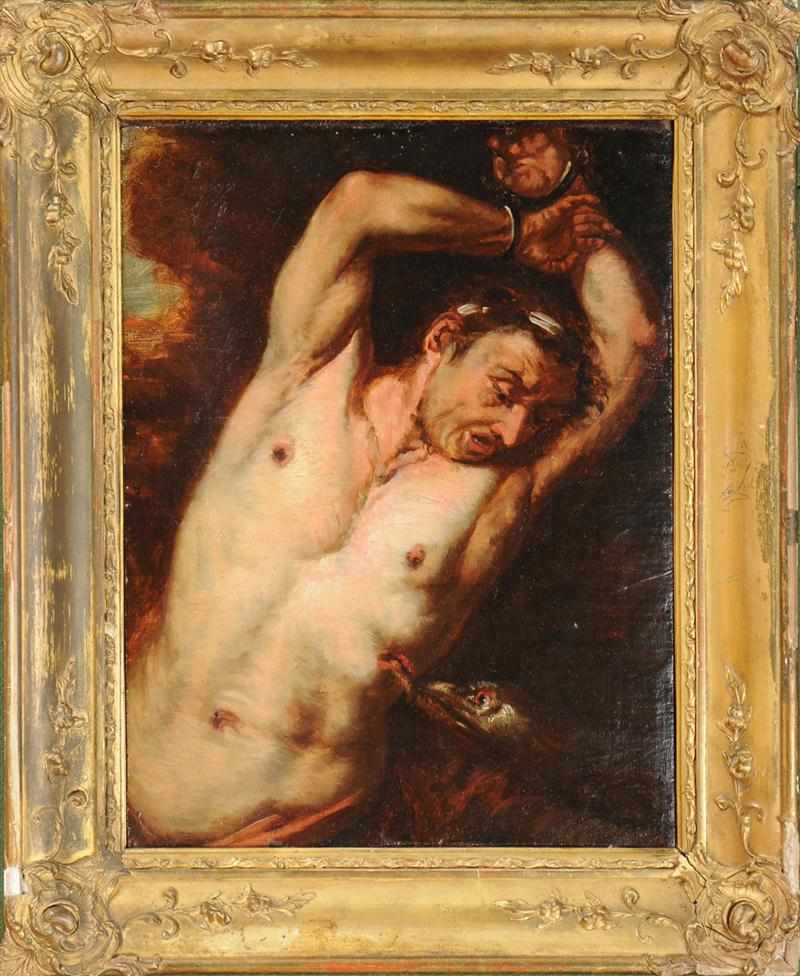 Appraisal: EUROPEAN SCHOOL PROMETHEUS Oil on canvas relined Provenance Property from