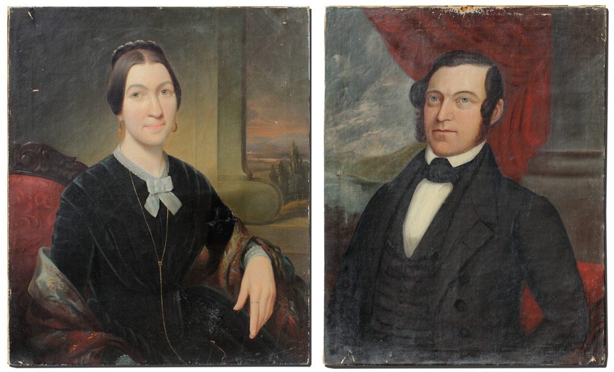 Appraisal: A PAIR OF TH CENTURY AMERICAN SCHOOL PORTRAITS Oils Canvas