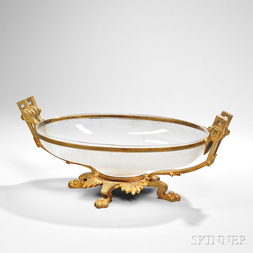 Appraisal: Empire-style Frosted Glass Center Bowl probably France early th century