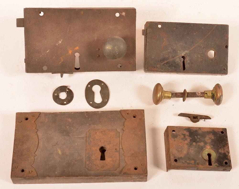 Appraisal: Four Late th Early th Century Box Locks Four Various