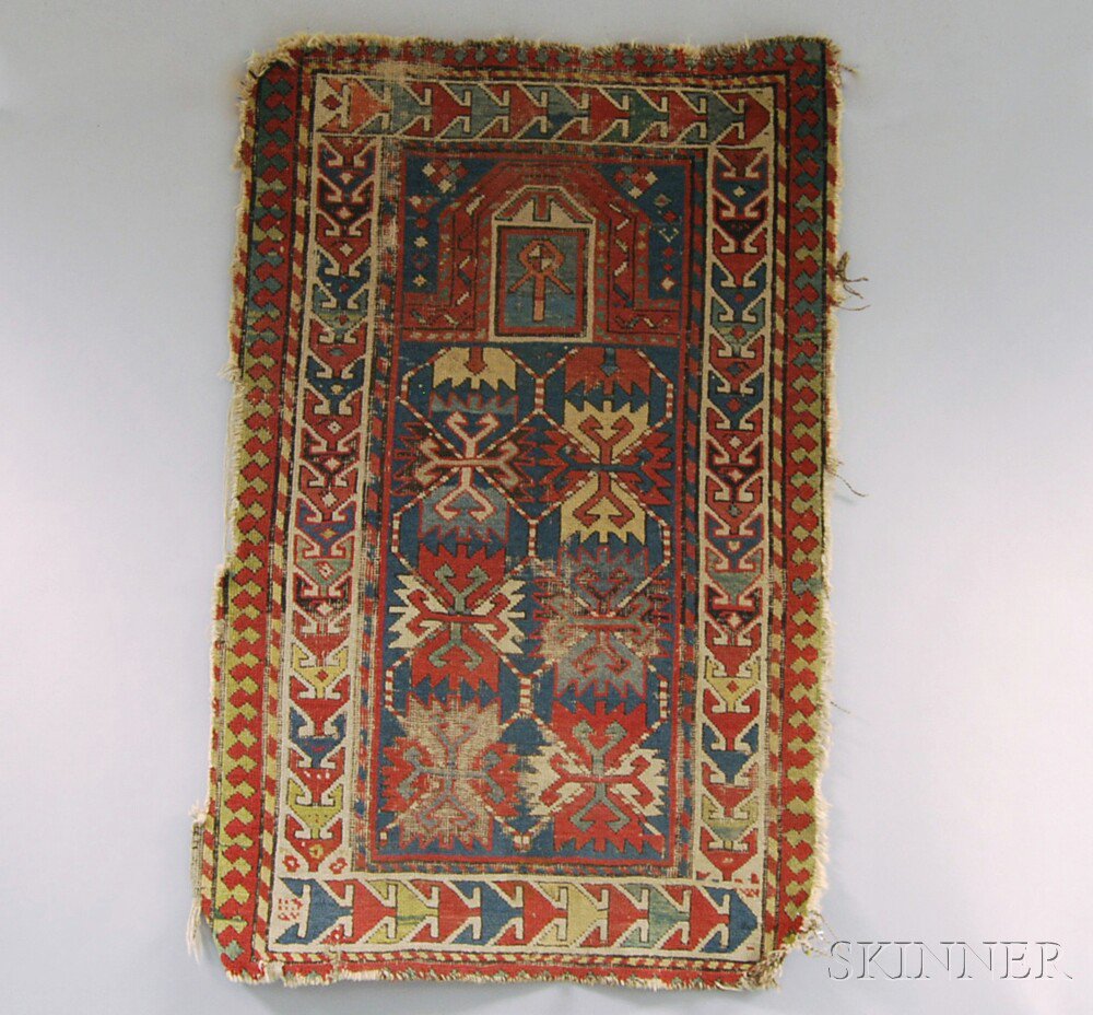 Appraisal: South Caucasian Prayer Rug late th century wear to foundation