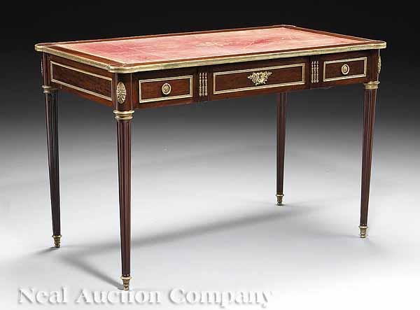 Appraisal: A Louis XVI-Style Mahogany and Gilt Metal-Mounted Writing Table late