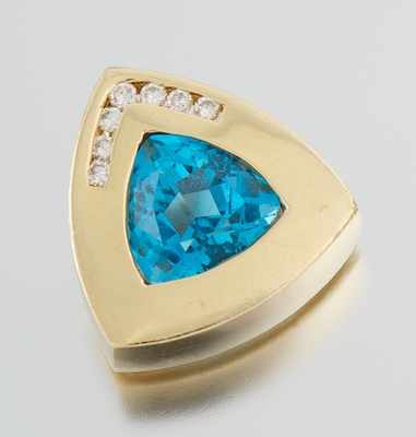 Appraisal: A Ladies' Blue Topaz and Diamond Pendant k yellow gold