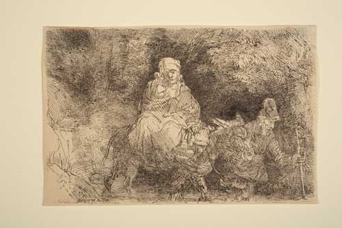 Appraisal: REMBRANDT VAN RIJN The Flight into Egypt Crossing a Brook